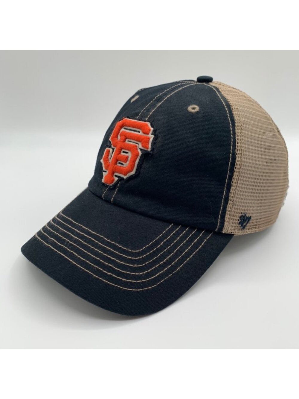 San Francisco Giants MLB Black Beige 47 Brand Clean Up Snapback Trucker Hat